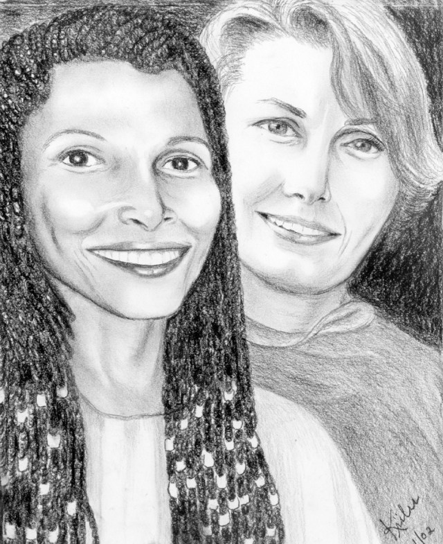Assata Shakur and Marilyn Buck, drawing by Kiilu 2002