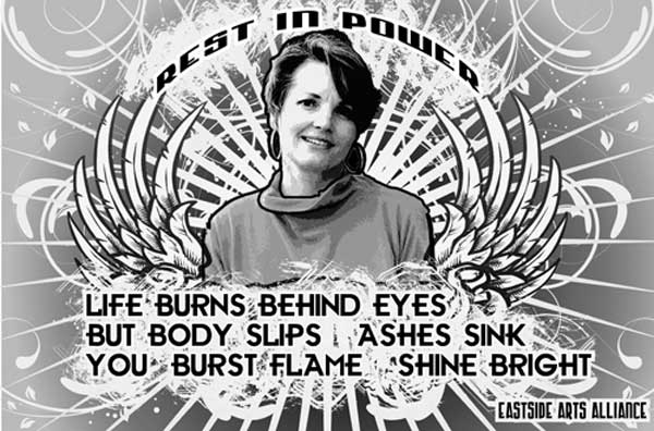 Graphic of Marilyn Buck by Eastside Arts Alliance